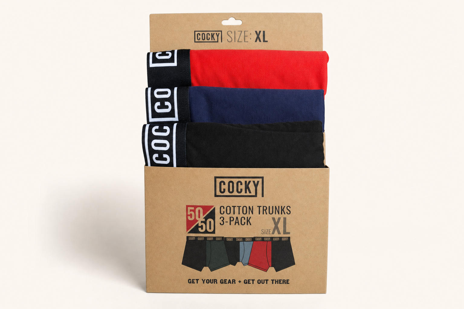 Cocky 50/50 Cotton Trunks - 3-Pack